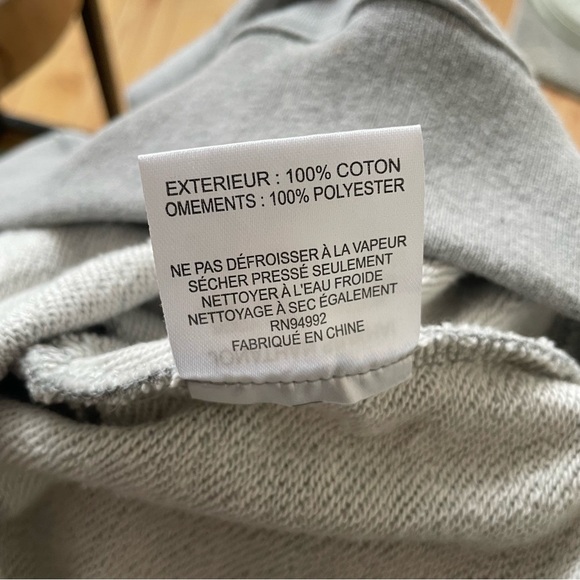 Jonathan Simkhai Loopback Whipstitch Lace Up Gray Cropped Cotton Sweatshirt Sz M - Picture 9 of 10